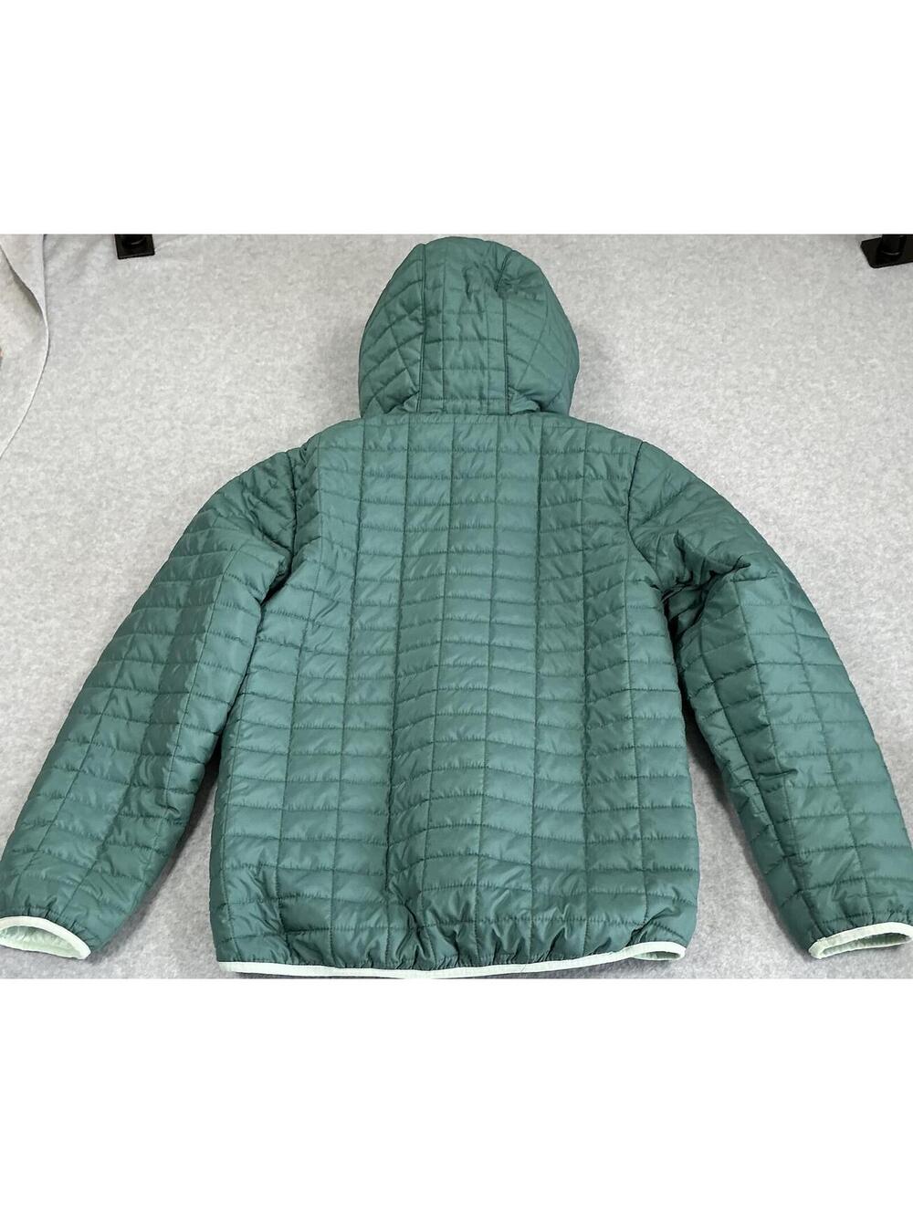 Cat & Jack Girls Quilted Hooded Puffer Jacket Green XL Fleece Lined - Picture 3 of 9